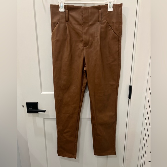 NWT Lucy Paris Revolve Faux Leather Paperbag-Waist Pants - Picture 6 of 8